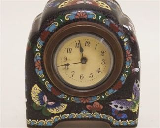 1049	ANTIQUE CLOISONNE CASED CLOCK, APPROXIMATELY 2 IN X 4 IN X 5 IN HIGH
