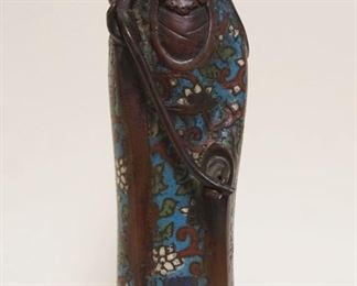 1051	ANTIQUE BRONZE ASIAN FIGURE W/ENAMELED DECORATED EXTERIOR, APPROXIMATELY 12 1/2 IN HIGH
