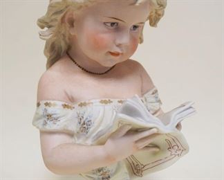 1057	VICTORIAN BISQUE FIGURE OF CHILD LEARNING ALPHABET, APPROXIMATELY 12 IN HIGH
