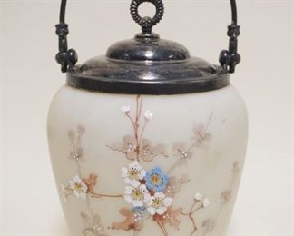 1063	VICTORIAN GLASS BISCUIT JAR, APPROXIMATELY 10 1/2 IN HIGH
