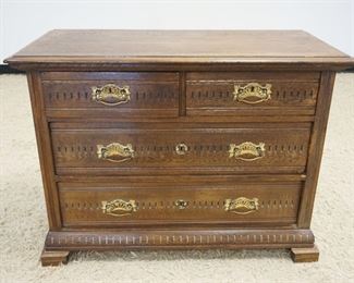 1102	ANTIQUE SOLID OAK 4 DRAWER CHEST, APPROXIMATELY 42 IN X 20 IN X 38 IN HIGH
