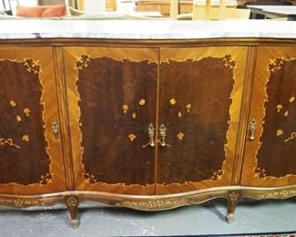 1108	ITALIAN MARBLE TOP INLAID 4 DOOR SERVER, APPROXIMATELY 25 IN X 85 IN X 41 IN HIGH

