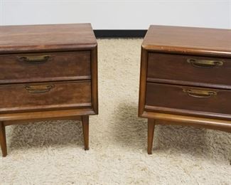 1111	2 MIDCENTURY MODERN NIGHTSTANDS, FINISH WORN, EACH APPROXIMATELY 16 IN X 23 IN X 25 IN HIGH

