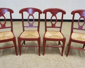 1115	SET OF 4 POTTERY BARN FRENCH COUNTRY RUSH SEAT CHAIRS
