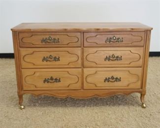 1129	FRENCH PROVINCIAL OAK 6 DRAWER CHEST, APPROXIMATELY 21 IN X 18 IN X 33 IN HIGH
