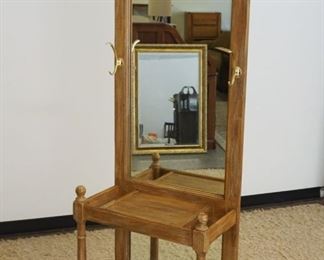 1131	OAK HALL RACK W/COAT HOOKS & UMBRELLA STAND, APPROXIMATELY 25 IN X 12 IN X 80 IN HIGH
