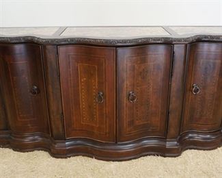 1132	SIDEBOARD W/INSET MARBLE TOP, BANDED & INLAID DRAWERS, APPROXIMATELY 83 IN X 22 IN X 38 IN HIGH
