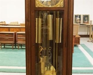 1138	COLONIAL GRANDFATHERS CLOCK W/MOON DIAL & CHERRY CASE, APPROXIMATELY 21 IN X 12 IN X 79 IN
