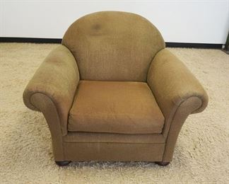 1140	CRATE & BARREL UPHOLSTERED ARMCHAIR, SOME STAINING AT TOP

