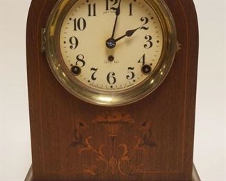 1150	SETH THOMAS MANTLE CLOCK MOHGANY INLAID DOME TOP CASE, APPROXIMATELY 13 IN HIGH
