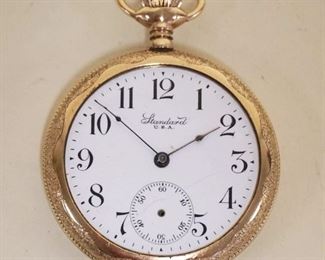 1156	STANDARD POCKET WATCH, 20 YEAR GOLD CASE, MISSING CRYSTAL & SECOND HAND, FOR PARTS OR RESTORATION
