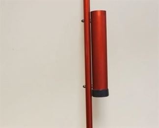 1238	UNUSUAL ALUMINUM RED ANODIZED CANE/GOLF CLUB & BALL HOLDER W/POINTED GROUNDING TIP, APPROXIMATELY 36 IN HIGH
