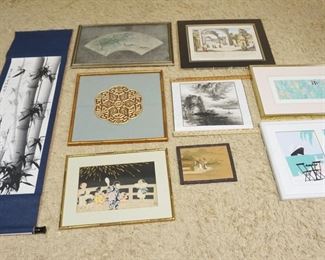1256	LOT OF ASSORTED ASIAN SCROLLS & FRAMED ARTWORK

