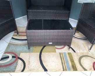 WICKER OUTDOOR CHAIRS AND COFFEE TABLE SET