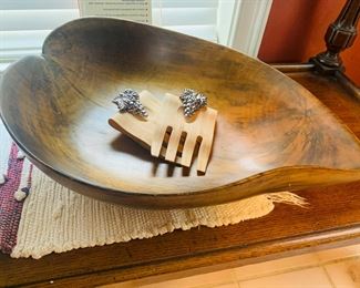 very large carved wooden bowl