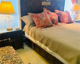 Split King Henredon bed with mirrored ceiling and built in lighting. Mattresses are Sleep Number with adjustable firmness