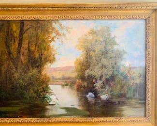 large original oil on canvas by English artist Alfred J. Warne Browne (died 1903)