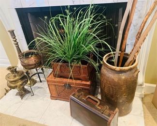 can you see the beautiful old ten gallon crock with the early rich brown glaze (a favorite)