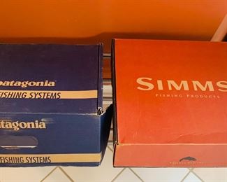 new never worn Patagonia fly fishing shoes and Simms waders