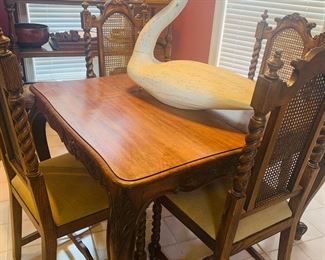 Beautiful French table with four barley twist chairs