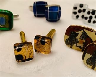 Beautiful Murano and French enamel cuff links