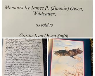 Many interesting books including the memoirs of early Lafayette oil man J P Owen. Mr Owen wrote a long long personal handwritten dedication to Mr Briggs.
