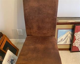 Leather upholstered chair for dining room set one of eight