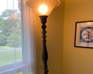 Brass style wooden floor lamp