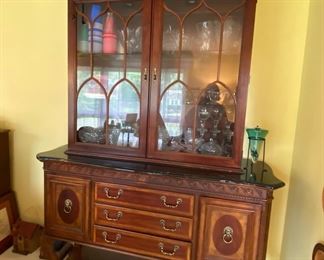 Marble top cabinet Buffett with an unattached China cabinet top by Palmer Home Lexington