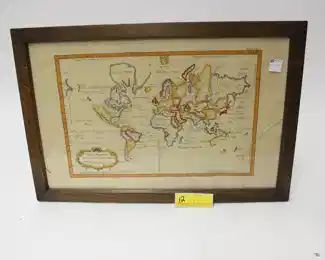 12: Antique Hand Colored World Map