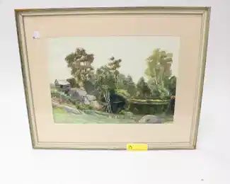 13: Antique Signed Landscape Watercolor Painting
