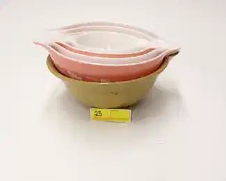 23:Collection of yelloware & Pyrex Bowls