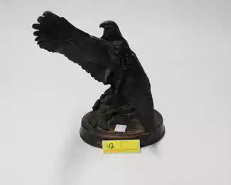 42: Modern Bronze  Native American Eagle Sculpture