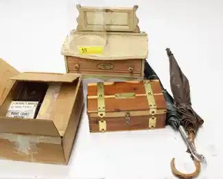 55:  Box of Umbrellas & Misc. Toys