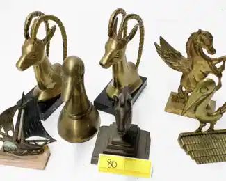 80: Box of Figural Brass Bookends