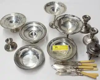 79: Box of Sterling Silver Compote Candlestick & Other 