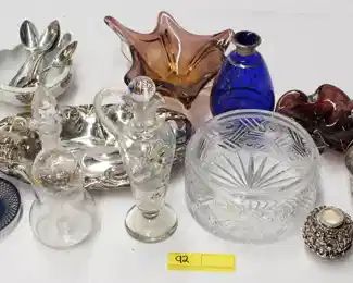 92:Estate Glass & Silver-plate Group