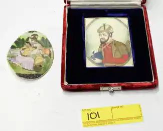 101: 2Pc .Miniature Indian Portrait Paintings