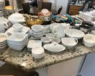 Lots of white dishes