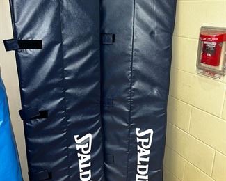 1 Folding Gym Mat, 4 Spaulding Volleyball Goal Post Pads, Ball Rack 
