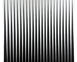 Tim Ray Fisher (American, born 1969). An original acrylic painting on canvas. A modern kinetic Op Art work in symmetrical geometric black and white lines and patterns. Artist signature to verso T FISHER. Presented on a wood stretcher, unframed.