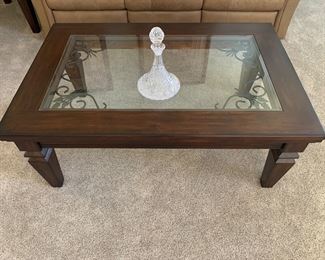 Broyhill coffee table w matching end tables, as well as table w 8 chairs (2-captain) glass on top!