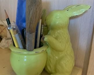 Adorable ceramic rabbit, painting supplies