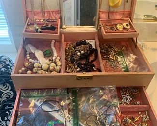 “Mothers jewelry box” as well as floor jewelry box has 8 drawers FULL of treasures!