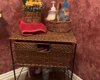 Wicker table with drawer