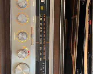 #2		"Vintage Mid Century Zenith Stereophonic HIgh fidelity Phonograph with AM/FM stereo FM Tuner. With Louvre doors. 54""x17""x24"""	($ 1,200.00)