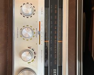#2		"Vintage Mid Century Zenith Stereophonic HIgh fidelity Phonograph with AM/FM stereo FM Tuner. With Louvre doors. 54""x17""x24"""	($ 1,200.00)