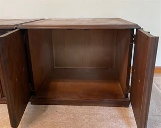 #3		"Side tables with ornate carved doors with brass hardware ""Lane style"" 26""x25""x21"" (40 ea)"	($ 80.00)