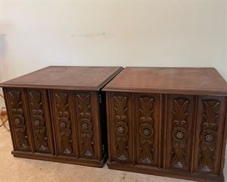 #3		"Side tables with ornate carved doors with brass hardware ""Lane style"" 26""x25""x21"" (40 ea)"	($ 80.00)