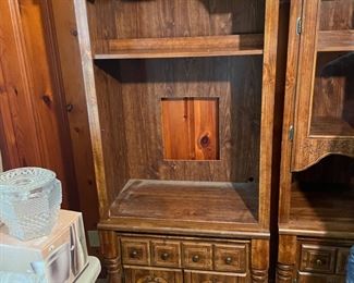 #5		"Open entertainment center 2 shelves 2 drawers, lighted. 30""x17.5""x70.5"""	($ 40.00)